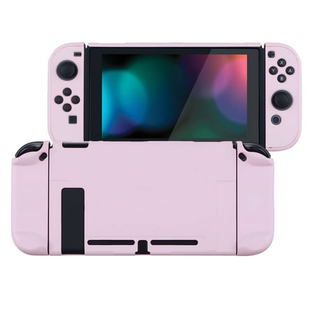 PlayVital Back Cover NS Joycon Handheld Hard Shell Dockable Protective Case for Nintendo Switch - Peach Blossom Pink