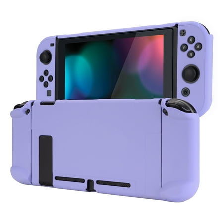 PlayVital Back Cover NS Joycon Handheld Hard Shell Dockable Protective Case for Nintendo Switch - Light Violet