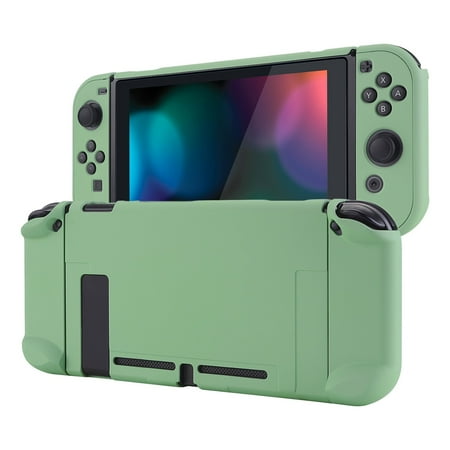 PlayVital Back Cover NS Joycon Hard Shell Dockable Protective Case for Nintendo Switch -Matcha Green