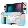thumbnail image 1 of PlayVital Back Cover for Nintendo Switch Console, NS Joycon Handheld Controller Hard Shell, Dockable Protective Case with Colorful ABXY Direction Button Caps - Rainbow on Cloud, 1 of 7