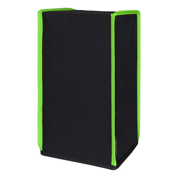 PlayVital Black Nylon Dust Cover for Xbox Series X Console, Soft Neat Lining Dust Guard, Anti Scratch Waterproof Cover Sleeve - Neon Green Trim