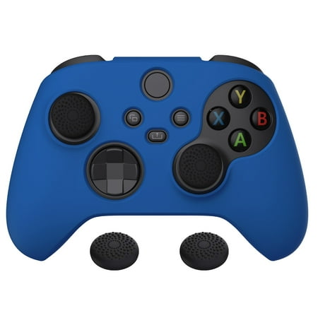 PlayVital Blue Pure Series Anti-Slip Silicone Cover Skin for Xbox Series X, Soft Rubber Case Protector for Xbox Series S Controller with Black Thumb Grip Caps