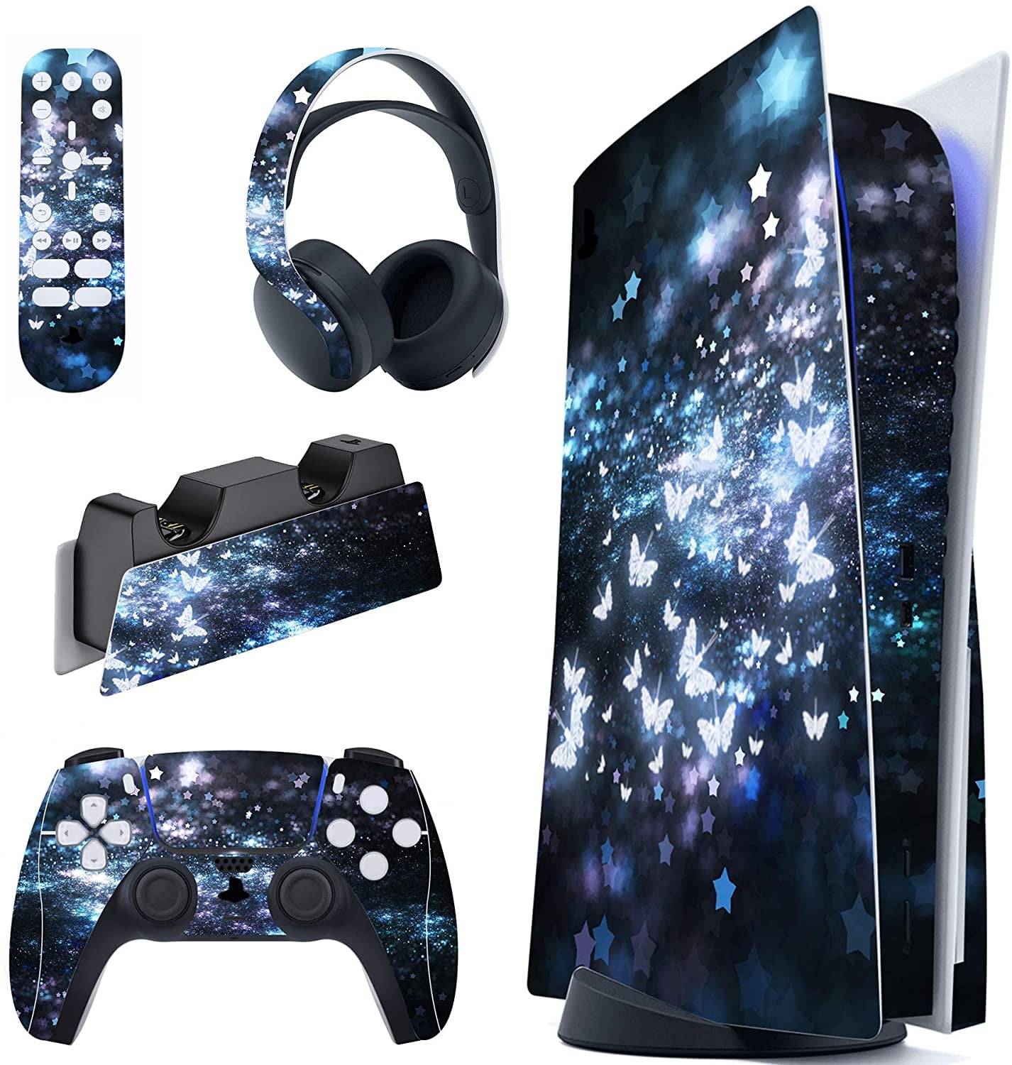  PlayVital Chrome Gold Glossy Full Set Skin Decal for ps5  Console Disc Edition, Sticker for ps5 Vinyl Decal Cover for ps5 Controller  & Charging Station & Headset & Media Remote 