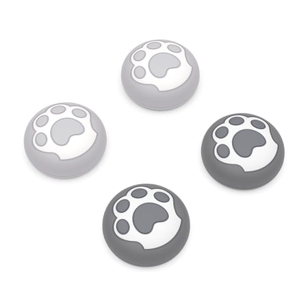 PlayVital Cat Paw Cute Thumb Grip Caps for ps5/4 Controller, Silicone Analog Stick Caps Cover for Xbox Series X/S, Thumbstick Caps for Switch Pro Controller - Gray & Light Gray