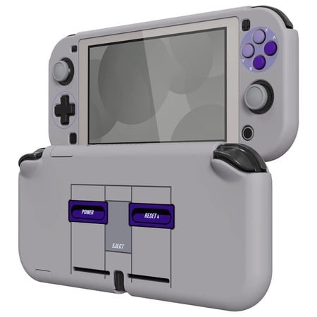 PlayVital Classics SNES Style Protective Grip Case for Nintendo Switch Lite, Hard Cover for Nintendo Switch Lite - Screen Protector & Thumb Grips & Buttons Caps Stickers Included…