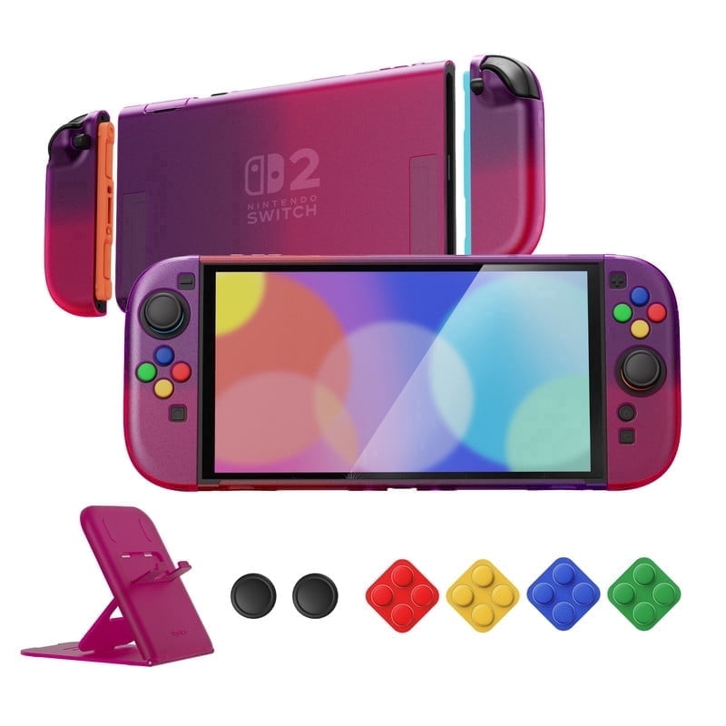 PlayVital Clear Case for Nintendo Switch 2 - Atomic Purple & Rose Red ...