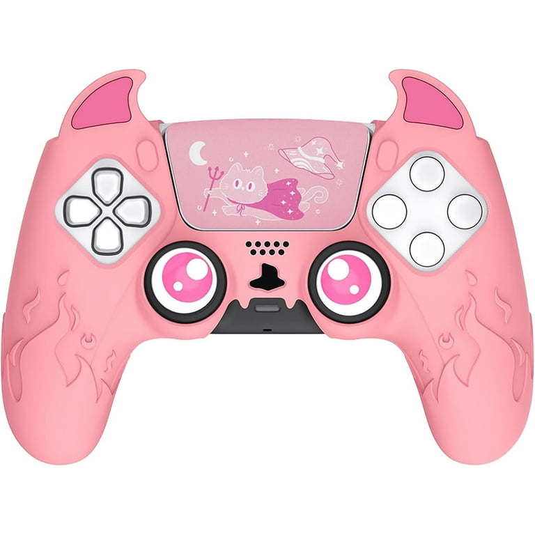 PlayVital Cute Demon Controller Silicone Case for ps5, Kawaii Controller  Cover Gamepad Skin Protector for ps7 with Touch Pad Sticker & Thumb Grip  Caps - Pink 