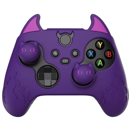 PlayVital Cute Demon Silicone Cover for Xbox Series X/S Controller, Kawaii Anti-Slip Controller Skin Grip Protector for Xbox Core Wireless Controller with Thumb Grip Caps - Purple