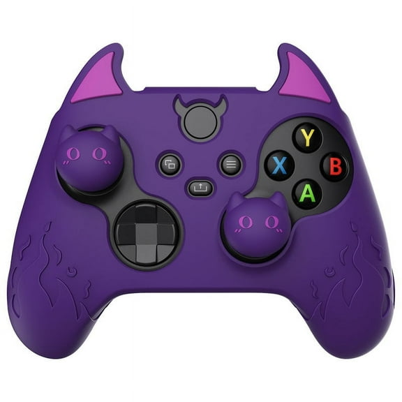 PlayVital Cute Demon Silicone Cover for Xbox Series X/S Controller, Kawaii Anti-Slip Controller Skin Grip Protector for Xbox Core Wireless Controller with Thumb Grip Caps - Purple