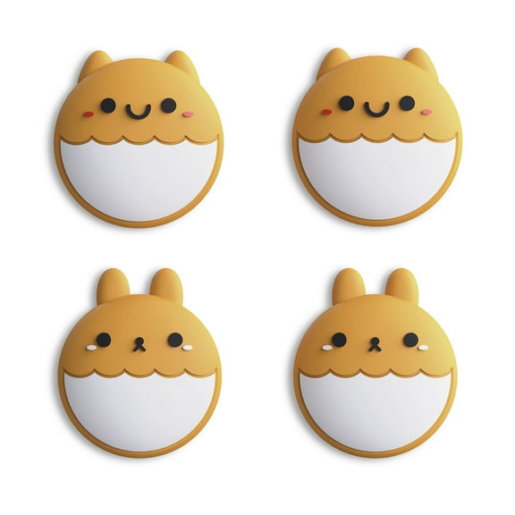 PlayVital Cute Rabbit & Squirrel Switch Thumb Grip Caps, Caution Yellow Joystick Caps for Nintendo Switch Lite, Silicone Analog Cover Thumbstick Grips for Switch OLED Joycon