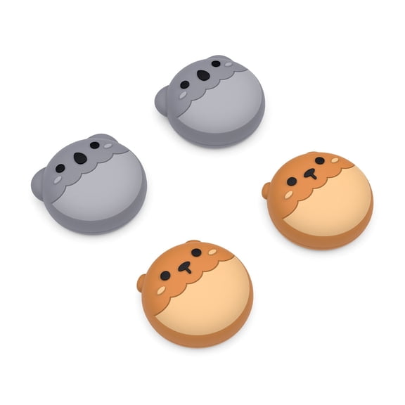 PlayVital Cute Thumb Grip Caps for ps5/4 Controller, Silicone Analog Stick Caps Cover for Xbox Series X/S, Thumbstick Caps for Switch Pro Controller - Brown Bear & Koala