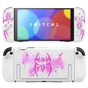 PlayVital Cyber Spider Dockable Protective Case for Nintendo Switch 2 with Anti-Slip Silicone Grips & Thumb Grip Caps, White