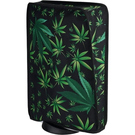 PlayVital Dust Cover for ps5, Dust Guard for ps5 Console, Anti Scratch Waterproof Cover Sleeve for ps5 Console Digital Edition & Disc Edition - Green Weeds