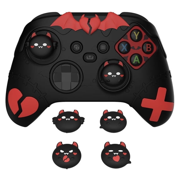 PlayVital Gothic Imp Series Cute Silicone Skin for Xbox Series X & S Controller, Anti-Slip Grip Silicone Cover, Protective Silicone Case for Xbox Core Controller with Thumb Grips-Black