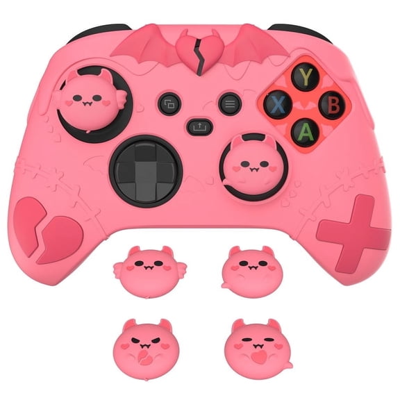PlayVital Gothic Imp Series Cute Silicone Skin for Xbox Series X & S Controller, Anti-Slip Grip Silicone Cover, Protective Silicone Case for Xbox Core Controller with Thumb Grips-Peach Pink