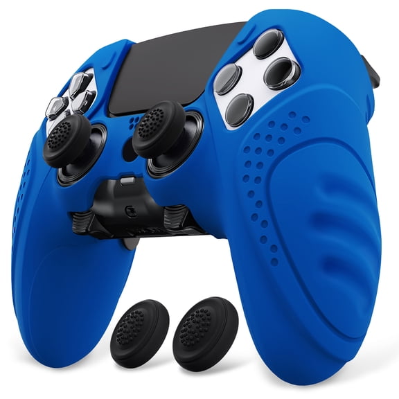 PlayVital Guardian Edition Anti-Slip Ergonomic Silicone Cover Case for ps5 Edge Controller, Soft Rubber Protector Skin for ps5 Edge Wireless Controller with Thumb Grip Caps - Blue