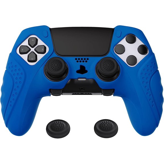 PlayVital Guardian Edition Anti-Slip Ergonomic Silicone Cover Case for ps5 Edge Controller, Soft Rubber Protector Skin for ps5 Edge Wireless Controller with Thumb Grip Caps - Blue