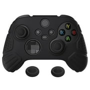 PlayVital Guardian Edition Black Ergonomic Soft Anti-Slip Controller Silicone Case Cover, Rubber Protector Skins with Black Joystick Caps for Xbox Core Wireless Controller