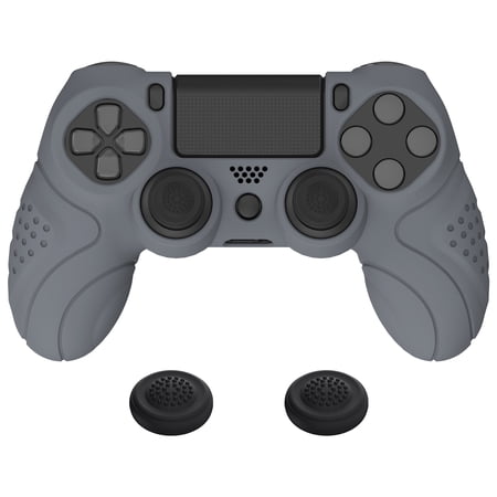 PlayVital Guardian Edition Gray Ergonomic Soft Anti-Slip Controller Silicone Case for ps4, Rubber Protector Skin with Joystick Caps for ps4 Slim/Pro Controller