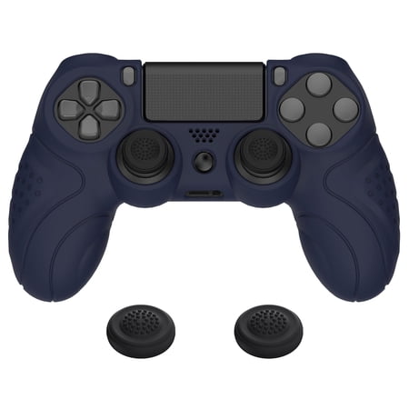 PlayVital Guardian Edition Midnight Blue Soft Anti-Slip Controller Silicone Case for Playstation 4, Rubber Protector Skins with Joystick Caps for PS4 Slim for PS4 Pro Controller