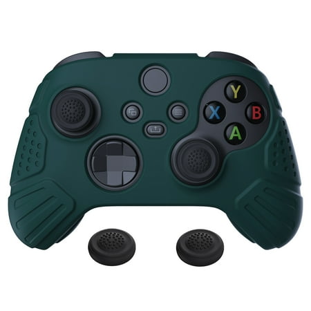 PlayVital Guardian Edition Racing Green Ergonomic Soft Anti-Slip Controller Silicone Case Cover, Rubber Protector Skins with Black Joystick Caps for Xbox Core Wireless Controller