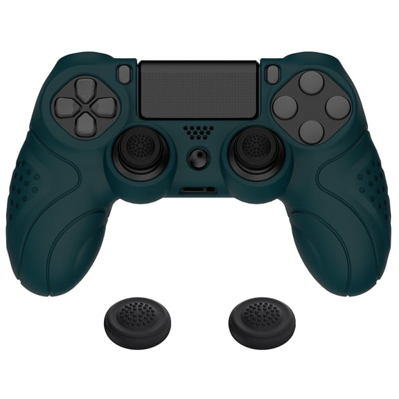 PlayVital Guardian Edition Racing Green Soft Anti-Slip Controller Silicone Case Cover for Playstation 4, Rubber Protector Skins with Joystick Caps for Dualshock 4 for PS4 Slim for PS4 Pro Co