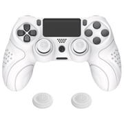 PlayVital Guardian Edition White Ergonomic Soft Anti-Slip Controller Silicone Case for Playstation 4, Rubber Protector Skin with Joystick Caps for PS4 Slim for PS4 Pro Controller