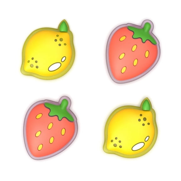PlayVital Joystick Caps for Nintendo Switch, Thumbstick Caps for Switch Lite, Analog Cover for Switch OLED Joycon - Lemon & Strawberry