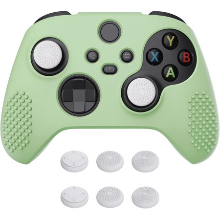 PlayVital Matcha Green 3D Studded Edition Anti-Slip Silicone Cover Skin for Xbox Series X/S, Soft Rubber Case Protector for Xbox Core Wireless Controller with Thumb Grip Caps