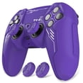 thumbnail image 1 of PlayVital Mecha Edition Silicone Cover Compatible with ps5 Controller with 2 Joystick Caps and 6 Stickers, Shockproof Non-Slip Grip Protector Accessories, Fits for ps5 Charging Station - Purple, 1 of 9