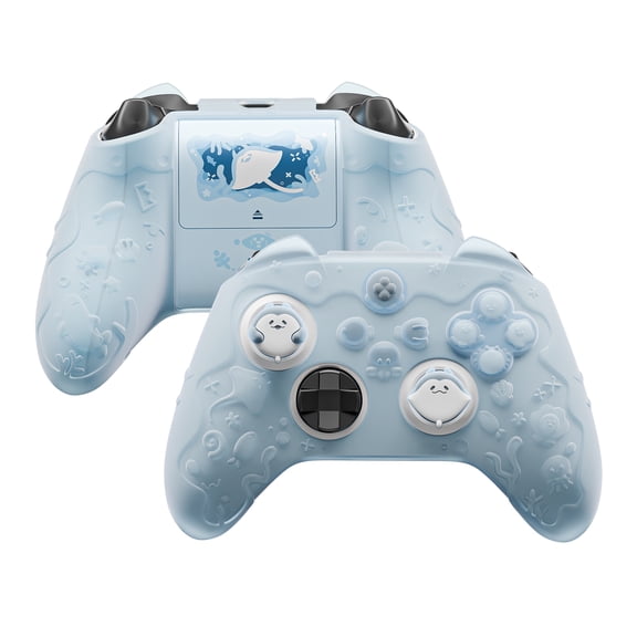 PlayVital Mint Blue Silicone Cover for Xbox Series X/S - Ocean Series Semi-Clear Grip w/ Thumb Caps