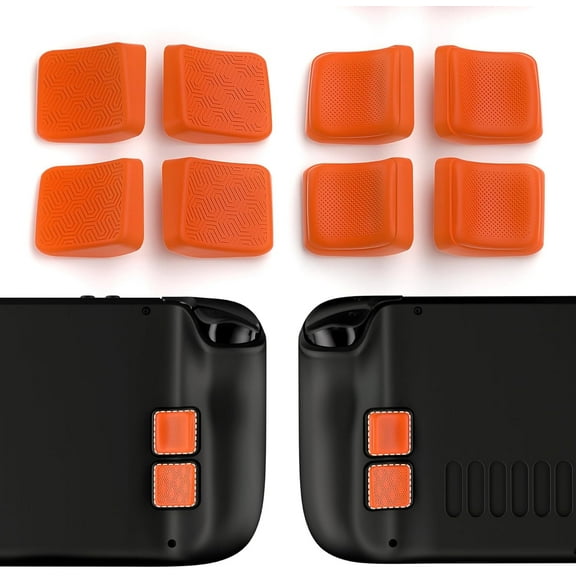 PlayVital Mix Version Back Button Enhancement Set for Steam Deck LCD, Grip Improvement Button Protection Kit for Steam Deck OLED - Streamlined & Studded Design - Orange