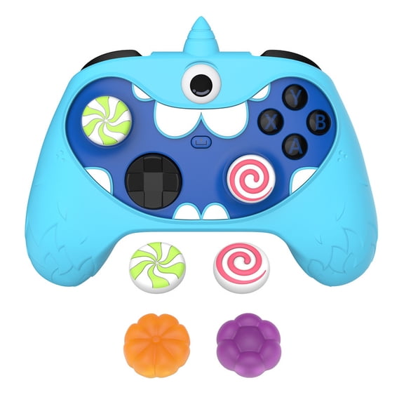 PlayVital MonoEye Monster Cute Silicone Cover for Xbox Series X/S Controller, for Xbox Core Controller Grip Case , Anti-Slip, Full Protection, Includes Joystick Caps and Stickers, Blue