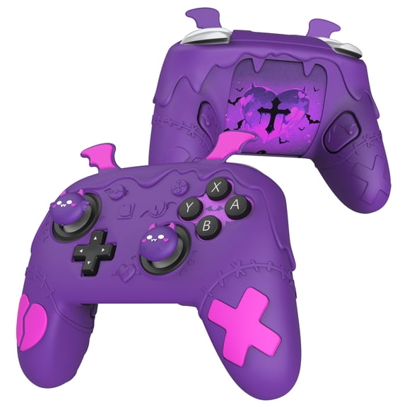 PlayVital for Nintendo Switch 2 Pro Controller Silicone Cover – Gothic Imp Series Cute Protective  Case  w/ Back Button Caps & Thumb Grip & Sticker, Shockproof - Purple