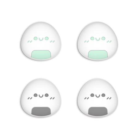 PlayVital Onigiri Joystick Caps for Nintendo Switch, Thumbstick Caps for Switch Lite, Analog Cover for Switch OLED Joycon - Gray & Seafoam Green