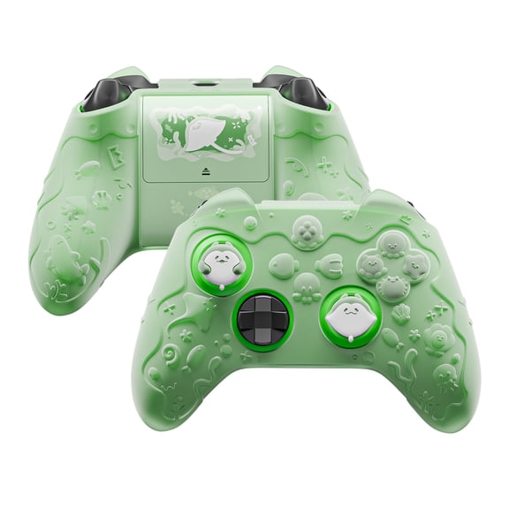 PlayVital Pastel Green Silicone Cover for Xbox Series X/S - Ocean Series Semi-Clear Grip w/ Thumb Caps