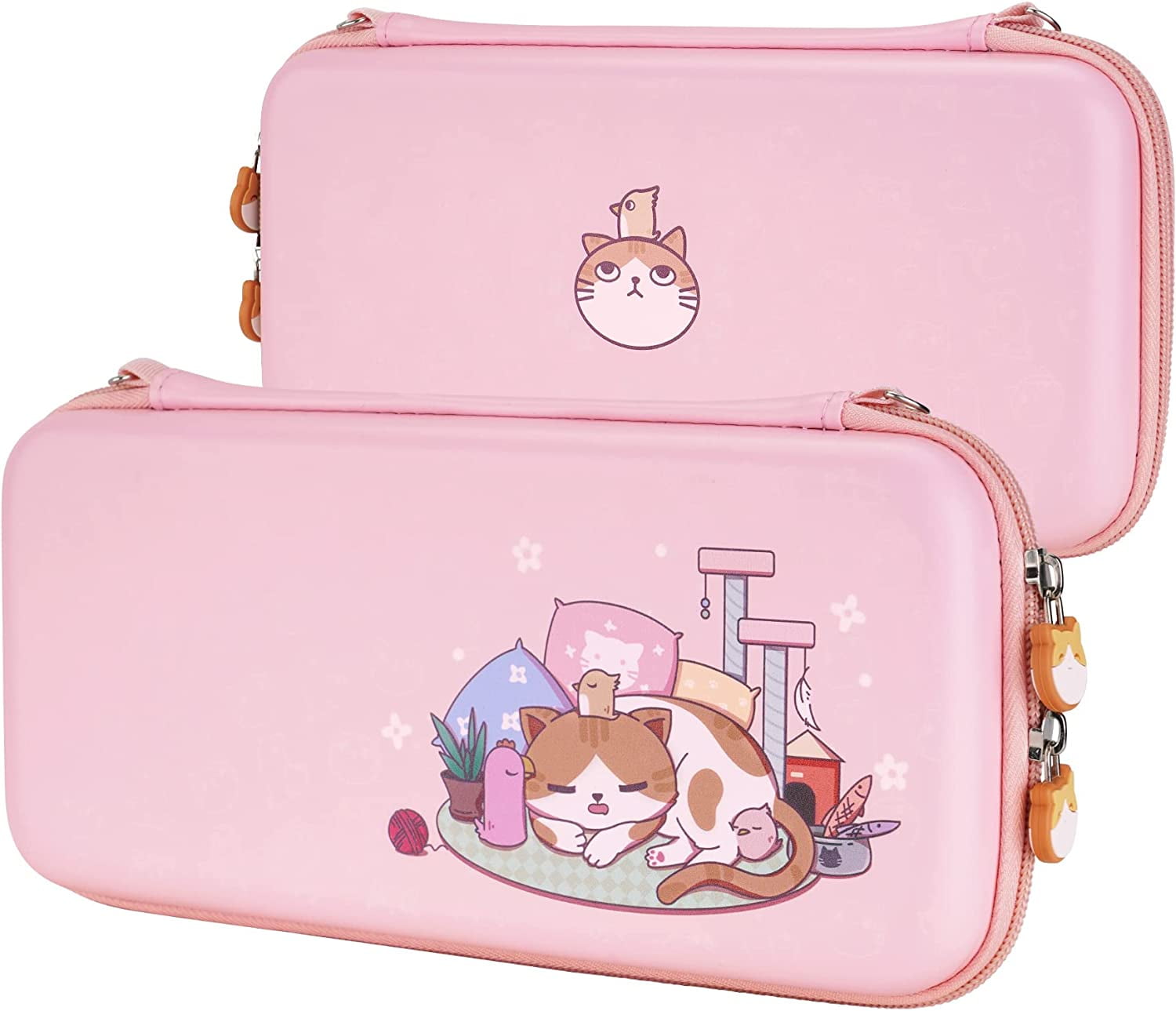 PlayVital Pink Cute Carrying Case for Nintendo Switch Lite Thumb Grip Kitten Chicken Slim Travel Case Walmart