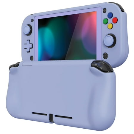 PlayVital Protective Case Hard Shell Grip Cover for Nintendo Switch Lite w/Screen Protector & Thumb Grip Caps & Button Caps - Light Violet