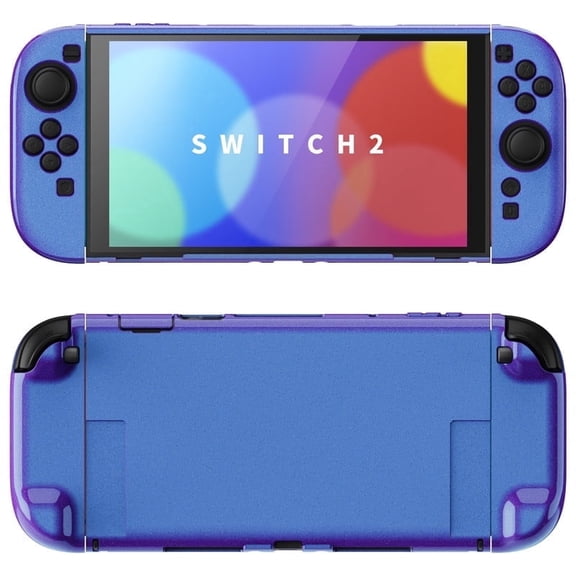 PlayVital Protective Case for Nintendo Switch 2 with Extra Stand & Thumb Grip Caps,Solid Color Series - Chameleon Purple Blue