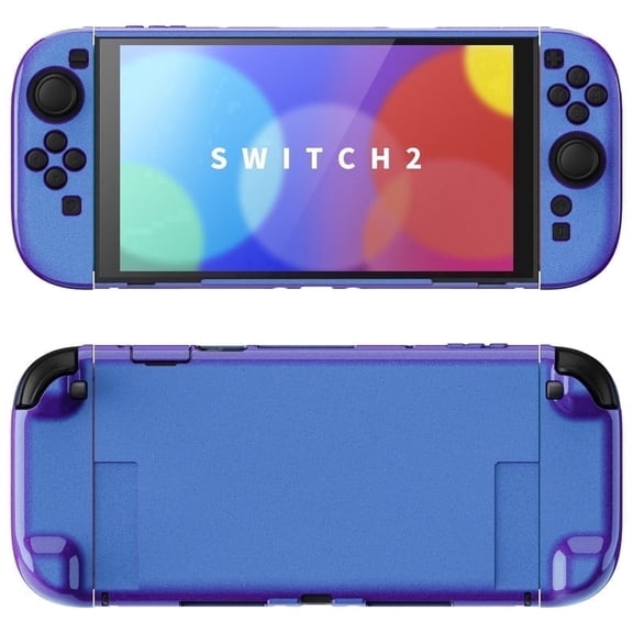 PlayVital Protective Case for Nintendo Switch 2 with Extra Stand & Thumb Grip Caps,Solid Color Series - Chameleon Purple Blue