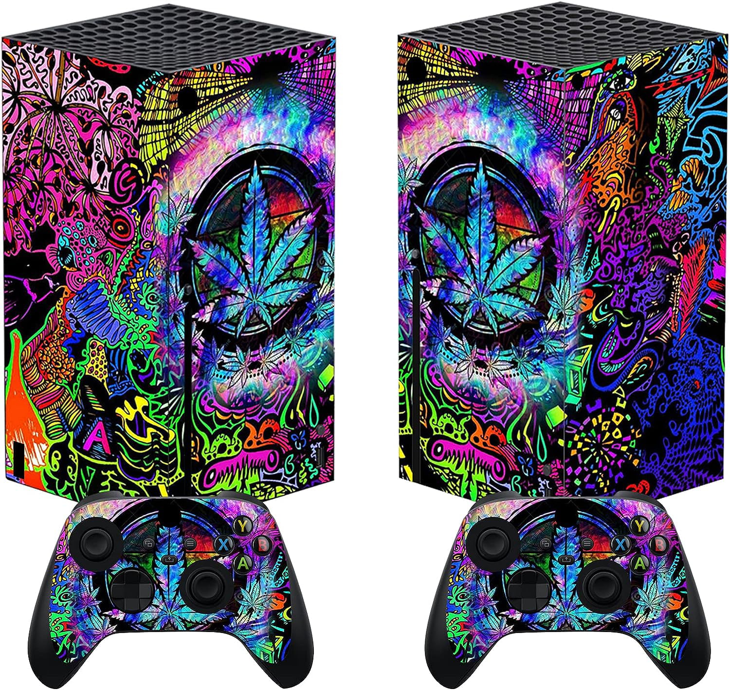 PlayVital Psychedelic Leaf Custom Vinyl Skins for Xbox Series X