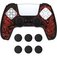 thumbnail image 1 of PlayVital Pure Series Dockable Model Anti-Slip Silicone Cover Skin for ps5 Controller, Soft Rubber Grip Case for ps5 Controller Fits with Charging Station with 6 Thumb Grip Caps - Samurai Prajna (Red), 1 of 7