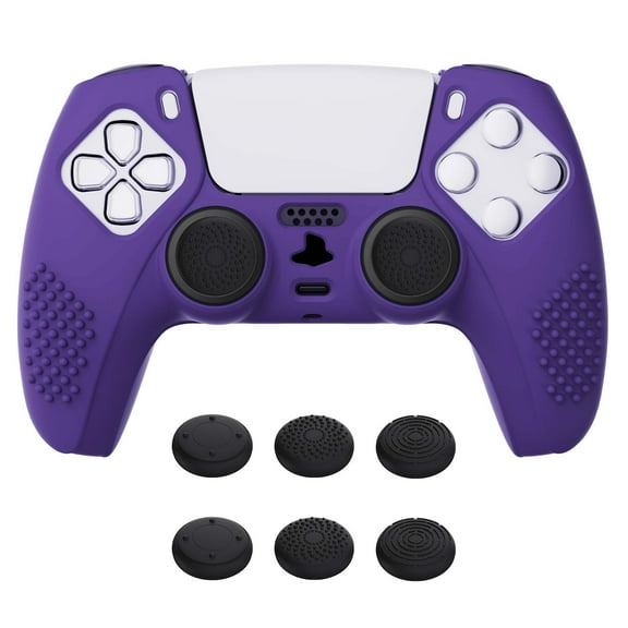 playvital PS5 Controller Anti-Slip Silicone Cover Skin with 6 Thumb Grip Caps, Purple