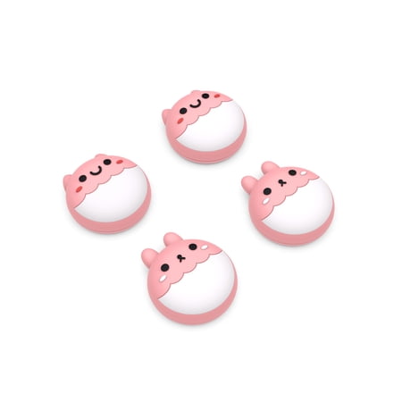 PlayVital Rabbit & Squirrel Cute Thumb Grip Caps for ps5/4 Controller, Silicone Analog Stick Caps Cover for Xbox Series X/S, Thumbstick Caps for Switch Pro Controller - Pale Red