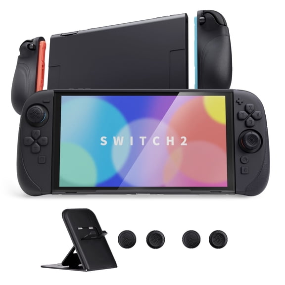 PlayVital Ranger Case for Nintendo Switch 2 - Dockable Silicone Grip w/ Hard Shell & Stand (Black)