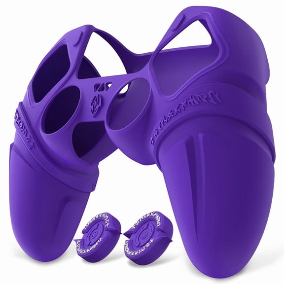 PlayVital RunesEdition Purple Silicone Cover w/ Thumb Grips Touchpad D-pad Area Sticker for ps5 Controller