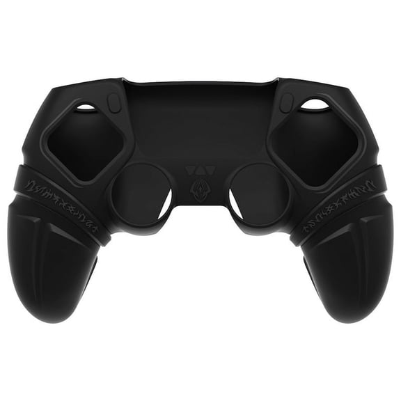 PlayVital RunesEdition Silicone Cover Skin for ps5 Controller w/Thumb Grips & Touchpad Skin & D-pad Area Sticker- Black
