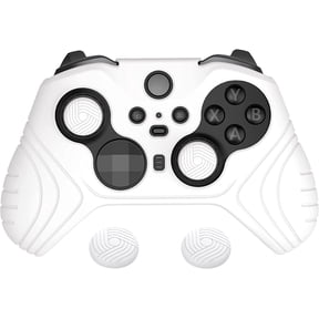 PlayVital Samurai Edition Anti Slip Silicone Case Cover for Xbox Elite Wireless Controller Series 2 Core, Ergonomic Soft Rubber Skin Protector for Xbox Elite Series 2 with Thumb Grip Caps - White