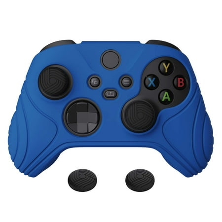 PlayVital Samurai Edition Blue Anti-slip Controller Grip Silicone Skin for Xbox Core Controller, Ergonomic Soft Rubber Protective Case Cover for Xbox Series S/X Controller w/ Thumb Grips