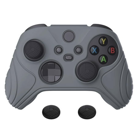 PlayVital Samurai Edition Gray Anti-slip Controller Grip Silicone Skin for Xbox Core Wireless Controller, Ergonomic Protective Case Cover for Xbox Series S/X Controller w/ Thumb Grips